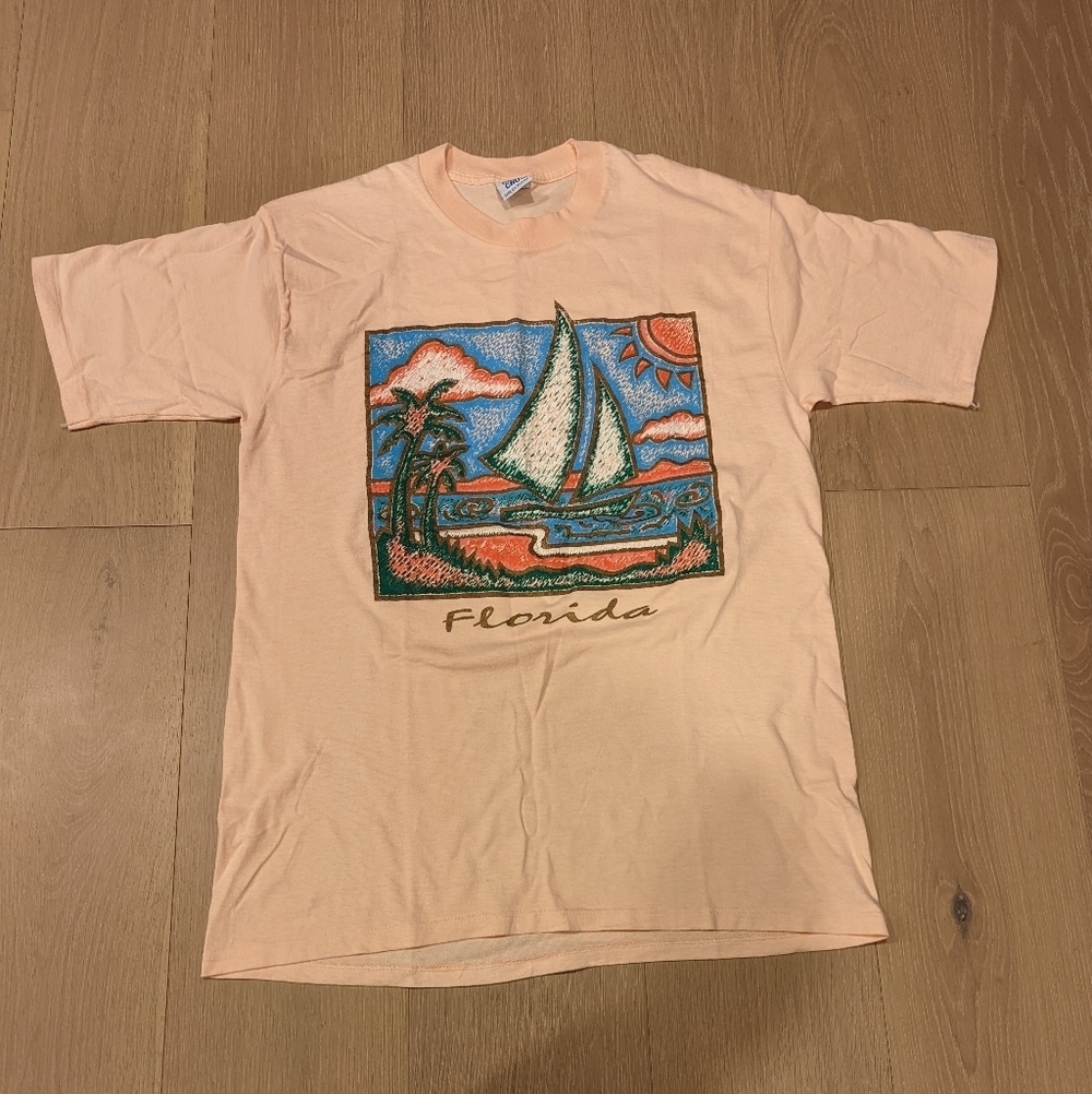 Peach Florida Vintage Single Stitch Graphic T-Shirt